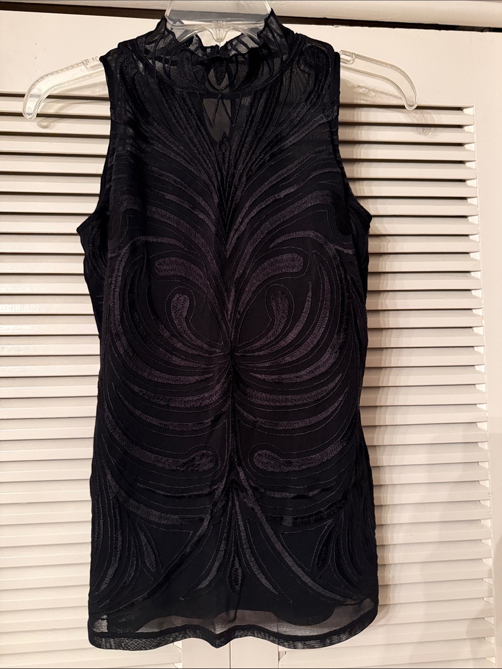 INC International Concepts Black Sleeveless Sheer Overlay top